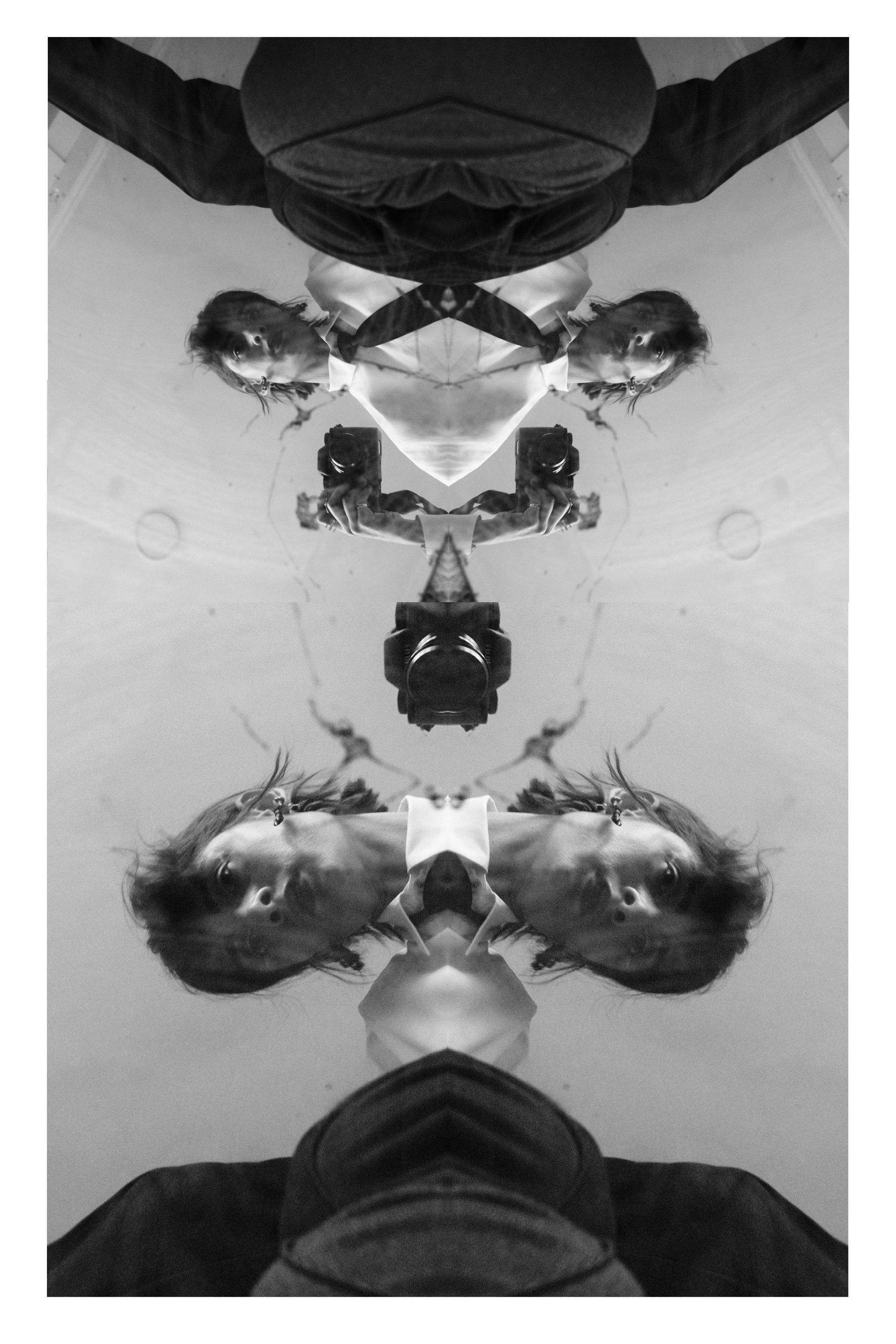 A grid of near-identical frames repeating one moment, in black and white.