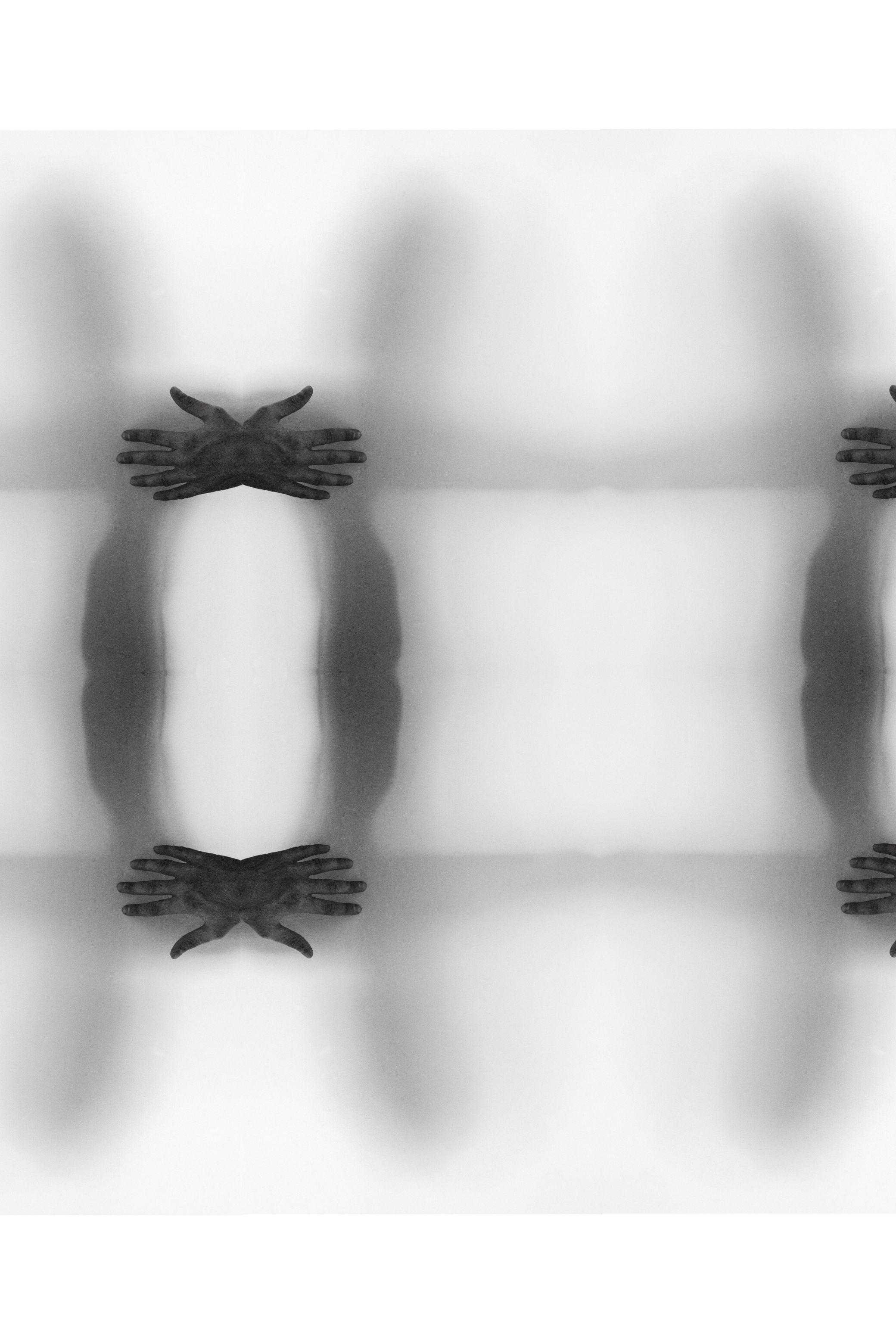 A grid of near-identical frames repeating one moment, in black and white.