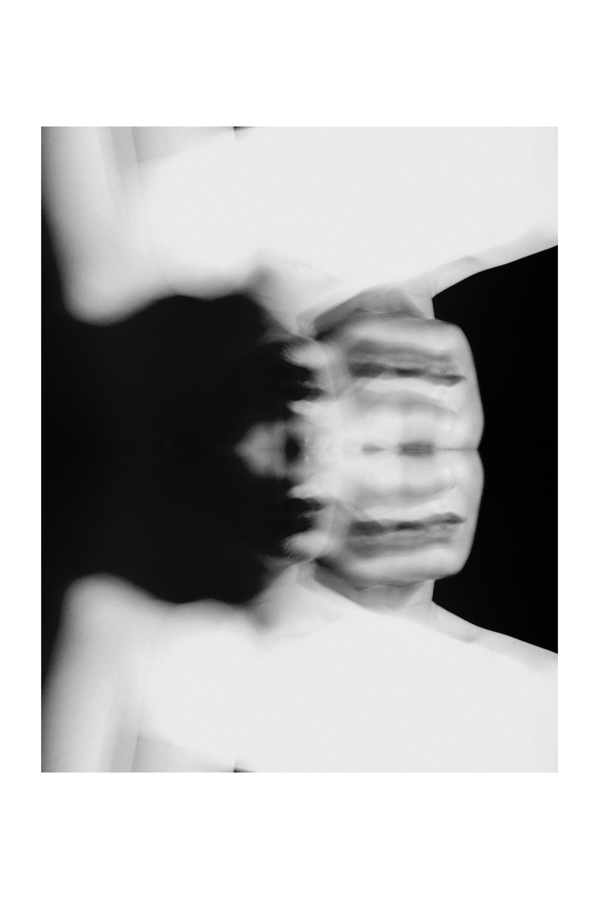 A grid of near-identical frames repeating one moment, in black and white.