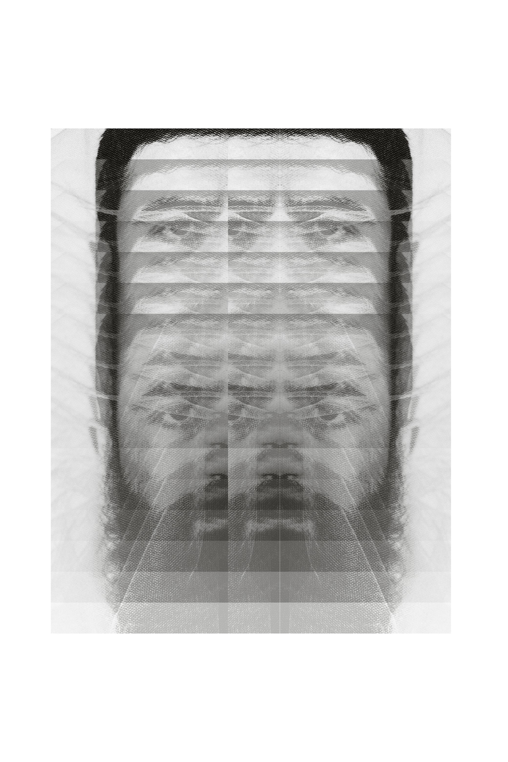 A grid of near-identical frames repeating one moment, in black and white.